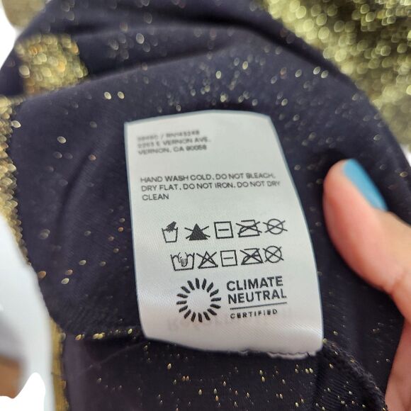 REFORMATION Dress Womens Small‎ Gold Sparkle Hermia Split Hem Dress Long Sleeves - Picture 10 of 10